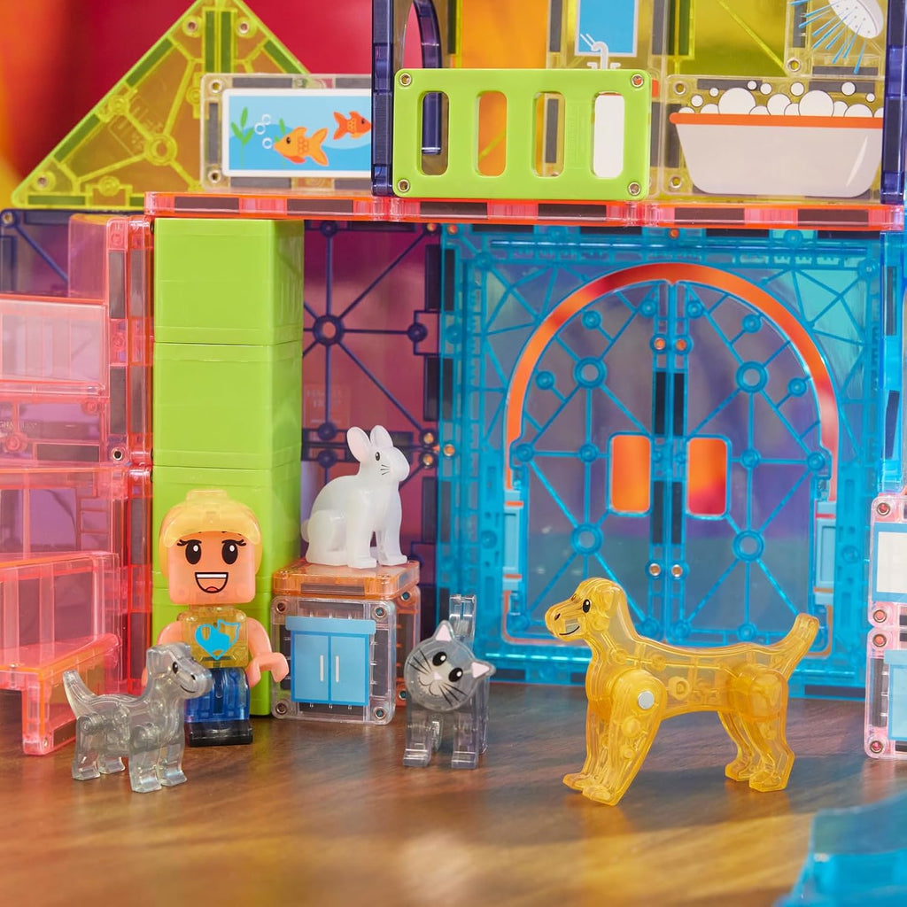 MAGNA-TILES Pet Playhouse - Juego de construcción magnética de 50 piezas, la marca original de construcción magnética