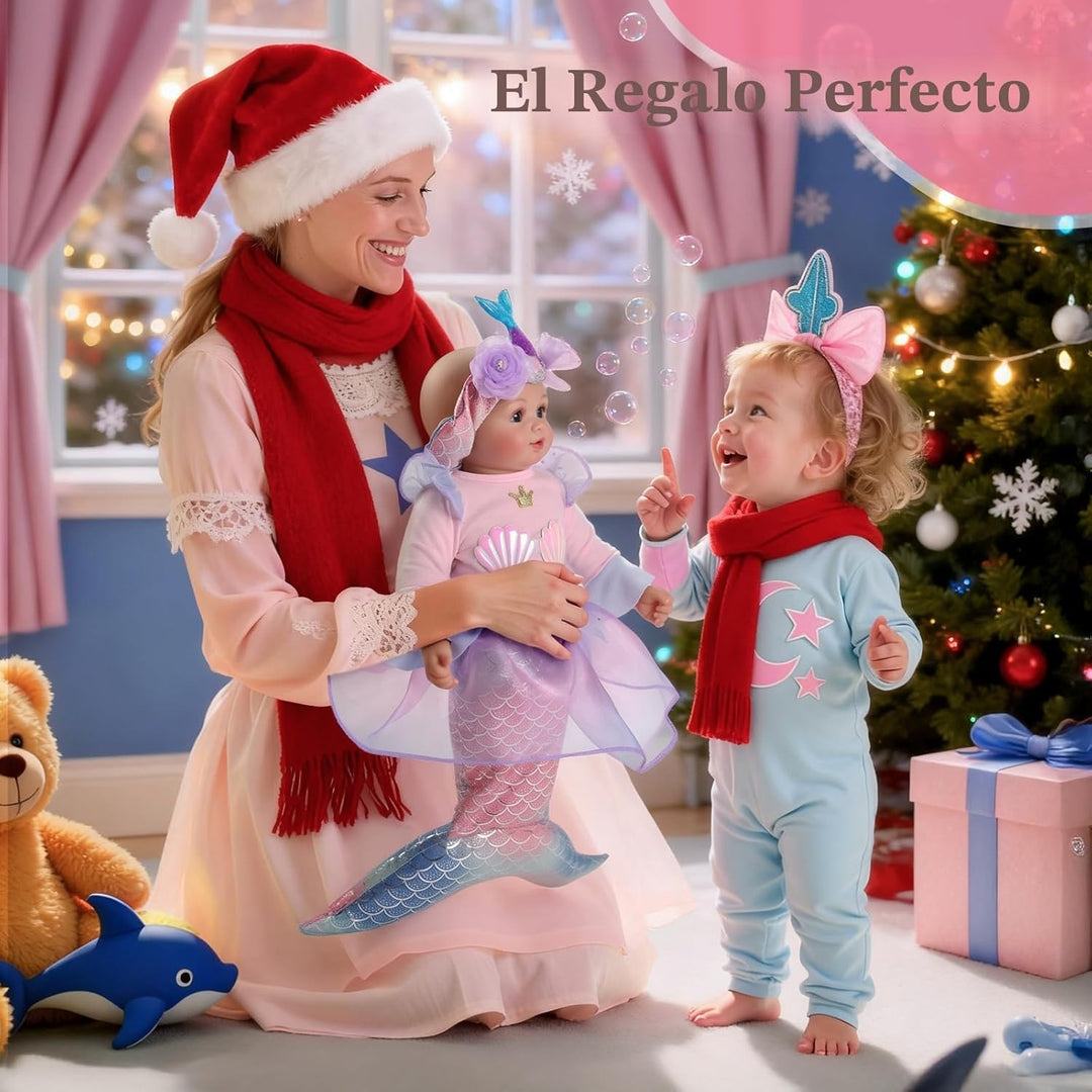 BABESIDE Muñeca bebé de sirena para niña, muñecas de bebé suaves re...