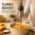 MegaWise - Batidora de mano de inmersión 3 en 1, batidora de acero inoxidable de titanio de 12 velocidades con batidor y espumador de leche
