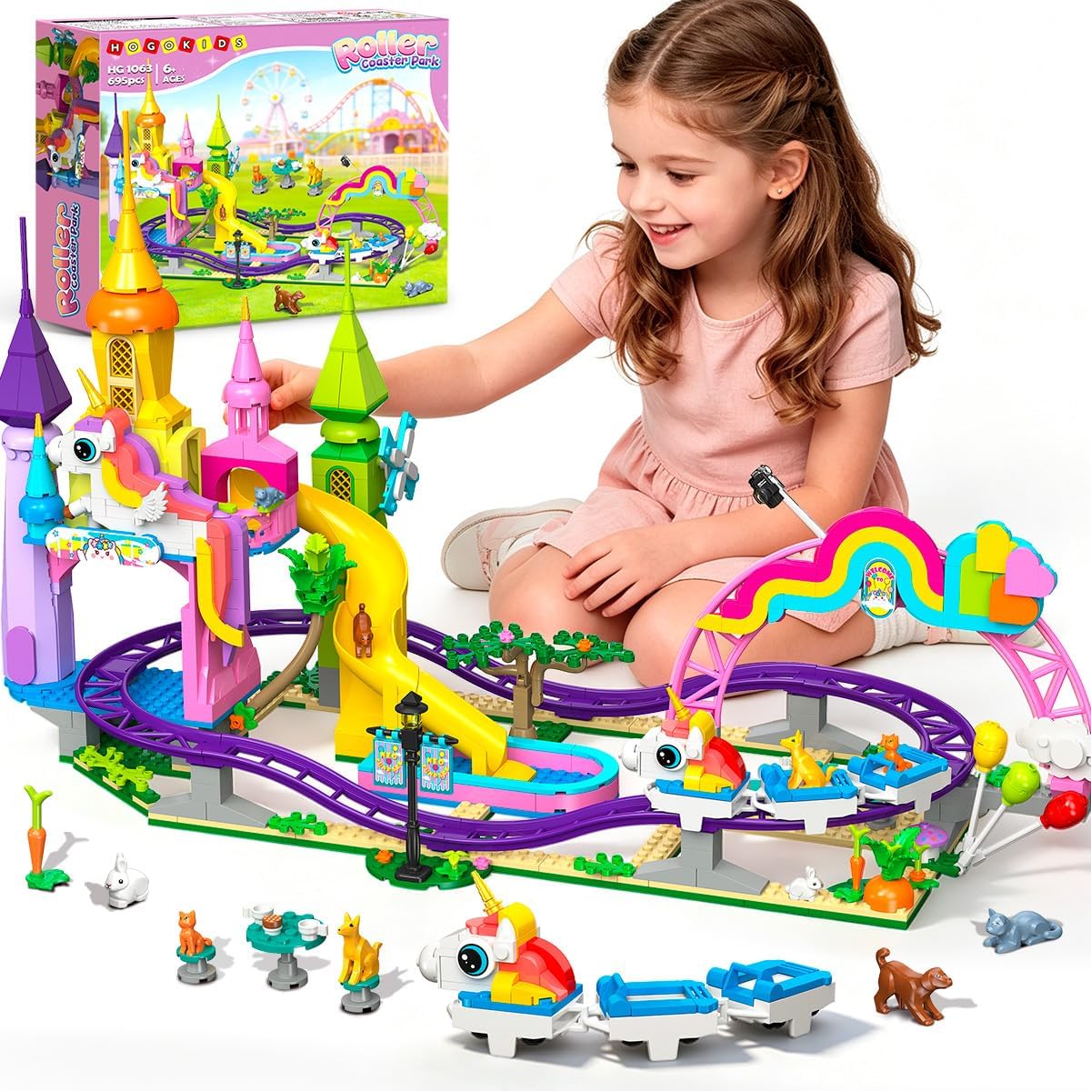 HOGOKIDS Friends - Juego de construcción de montaña rusa para niños y niñas
