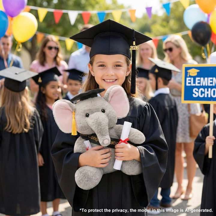 WEIGEDU Juguete de peluche de elefante de graduación, 12 pulgadas |...