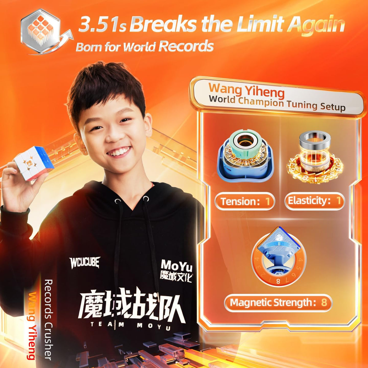 CuberShop Moyu PB Cube WR 20M Núcleo Ball MagLev 3x3 Cubo de Velocidad con Recubrimiento UV