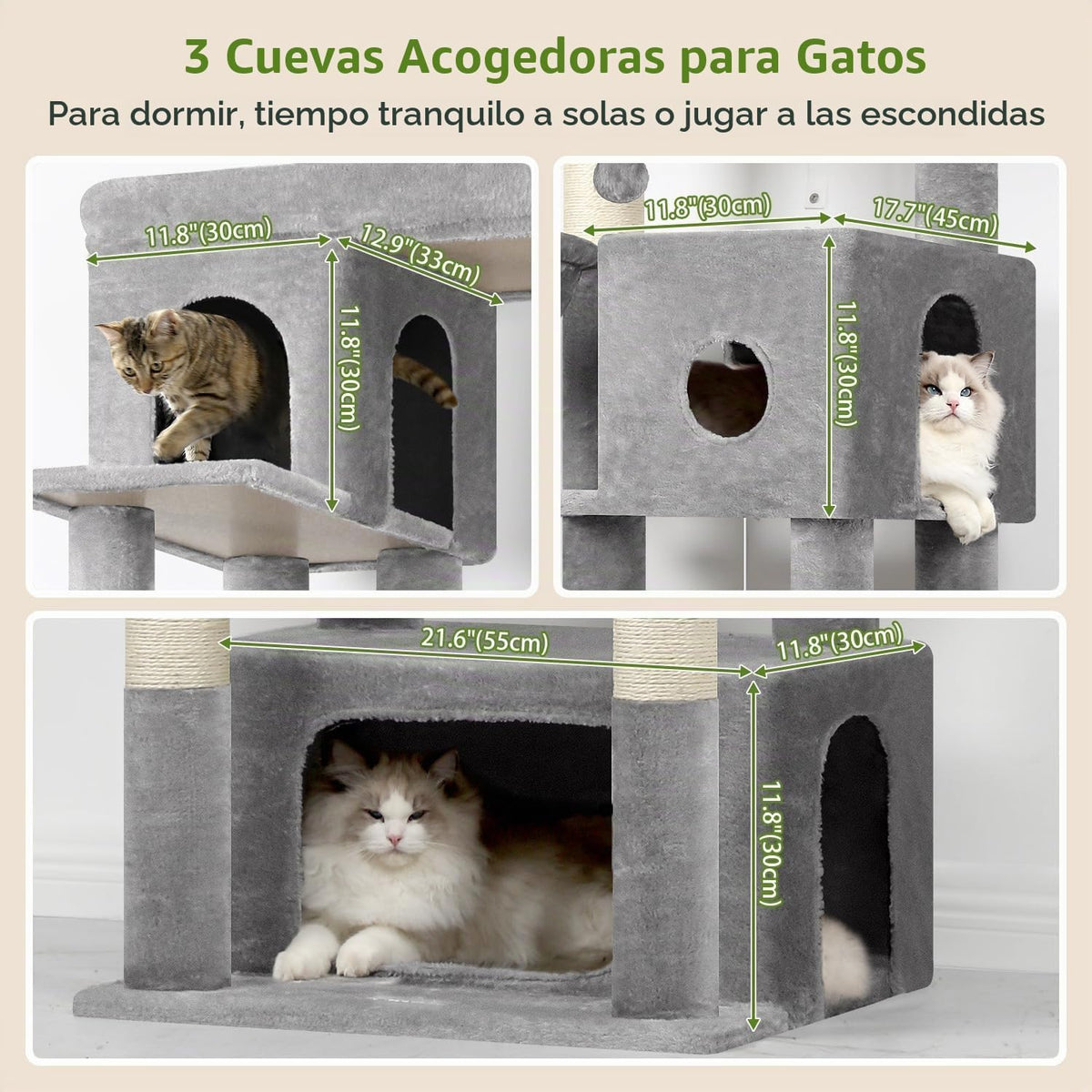 Globlazer Árbol para Gatos Grande, Torre de Escalada de 80 pulgadas de altura, F80F, Gris Claro