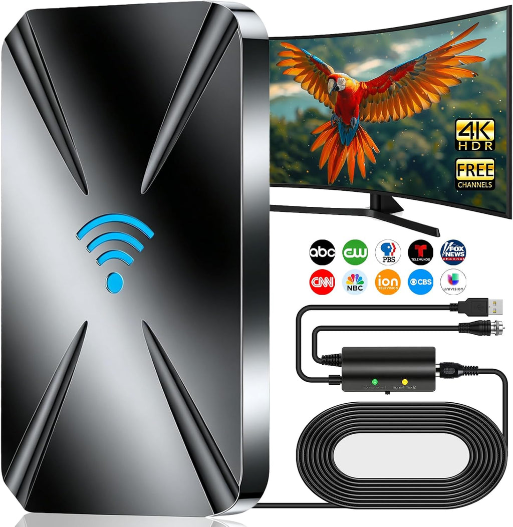 Antena de TV 2026 para interiores, antena de TV de largo alcance para canales locales, antena digital para Smart TV con amplificador mejorado, antena para exteriores compatible con 8K 4K 1080p todos