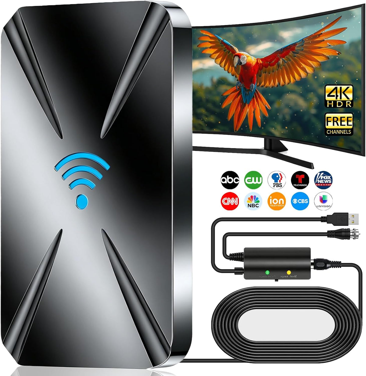 Antena de TV 2026 para interiores, antena de TV de largo alcance para canales locales, antena digital para Smart TV con amplificador mejorado, antena para exteriores compatible con 8K 4K 1080p todos