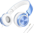Ailihen Auriculares para Niños para Escuela, con cable de 3.5 mm y micrófono para adolescentes, SkyBlue