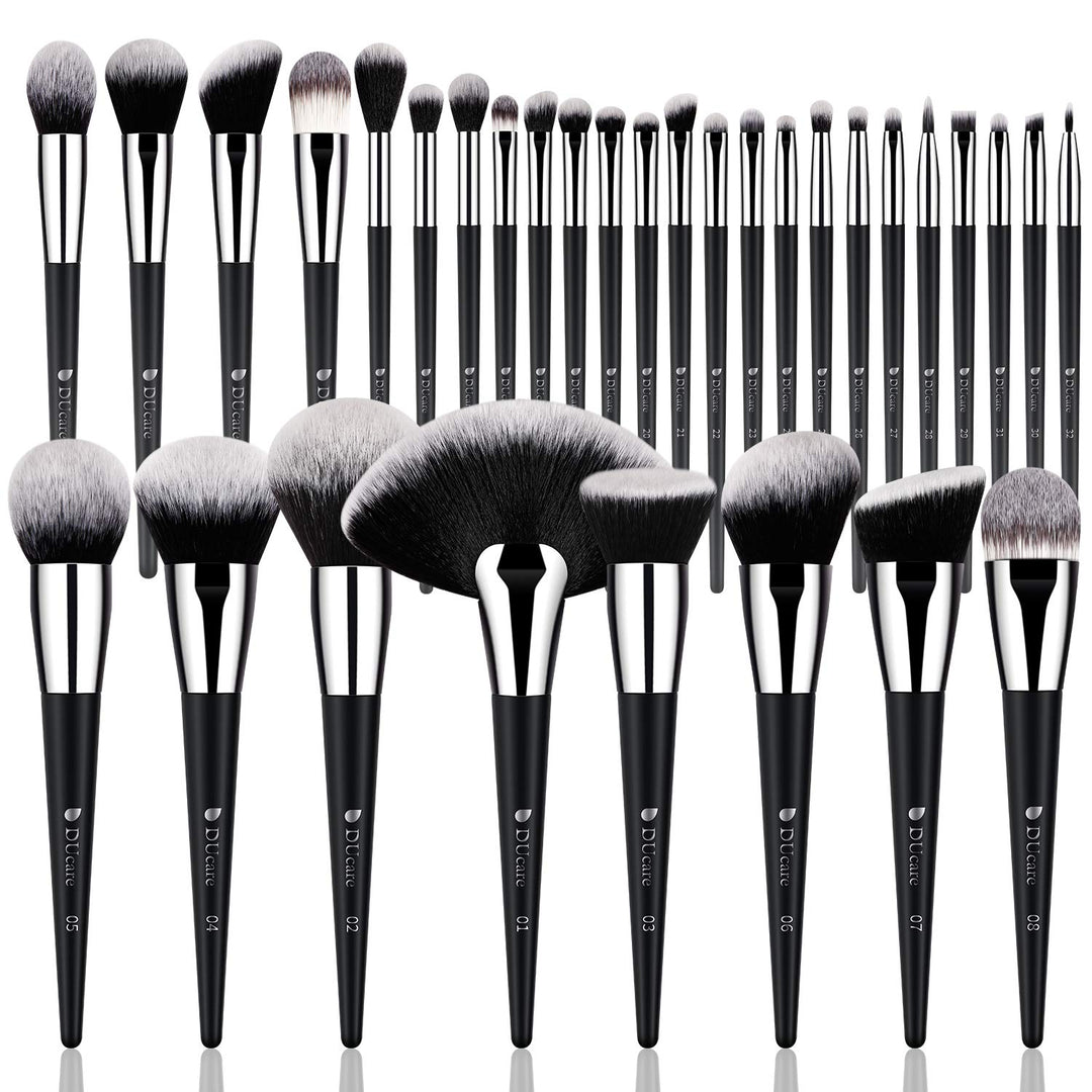 DUcare Juego de 32 brochas de maquillaje de grado profesional, ultr...
