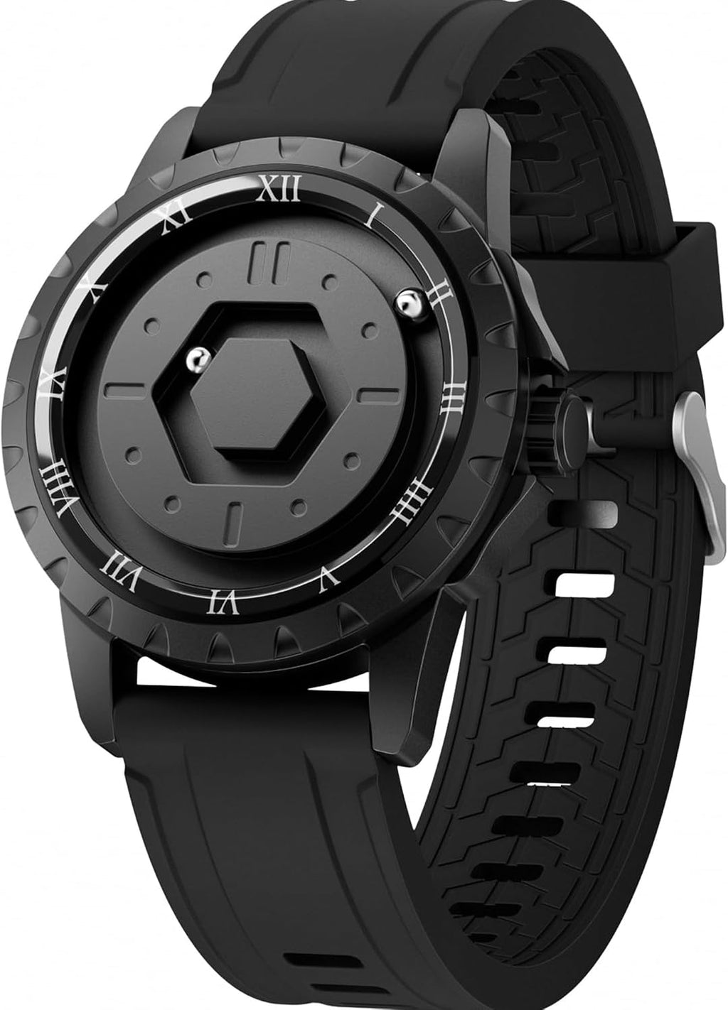 EUTOUR Reloj magnético para hombre Swiss Qtz 5ATM esfera de bola flotante