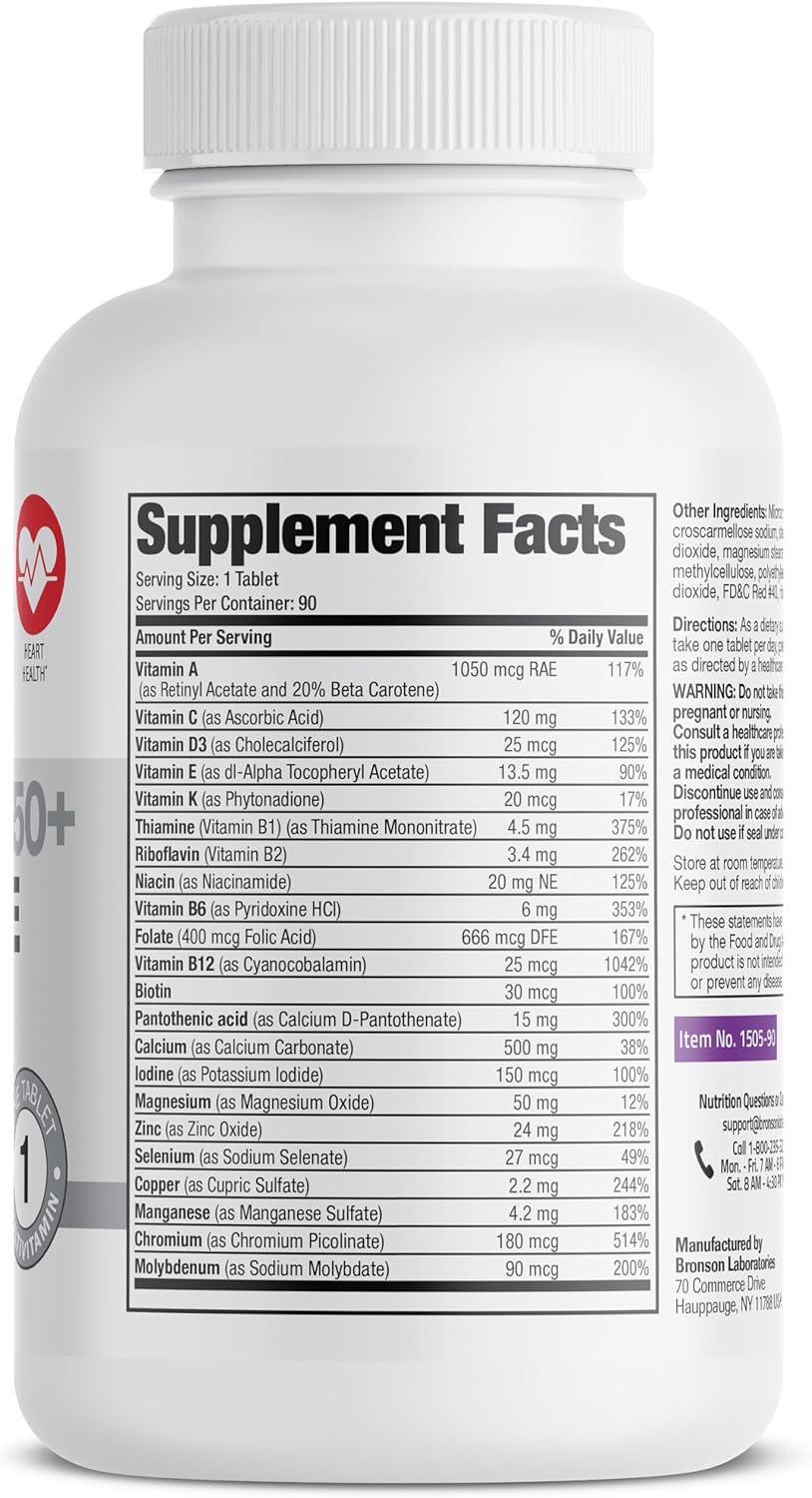 Bronson ONE Daily Multivitamínico Multimineral Completo 50+ para mu...