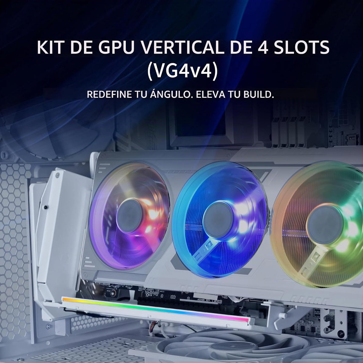 Lian Li Caja de PC ATX 4 ranuras Kit GPU Vertical (VG4v4) - Cable R...