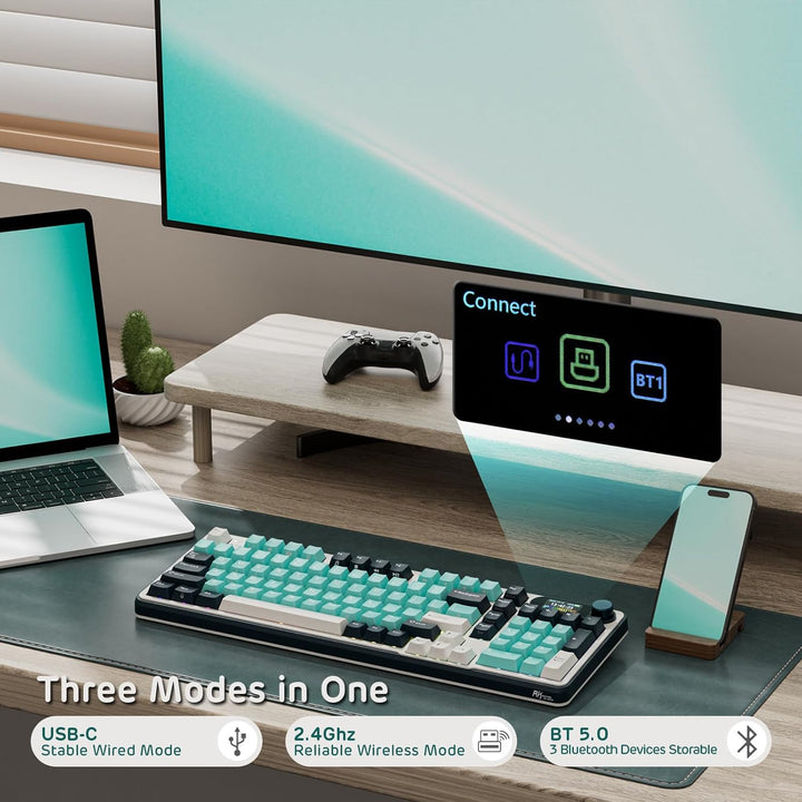 RK ROYAL KLUDGE S98 Teclado mecánico con pantalla inteligente y per...