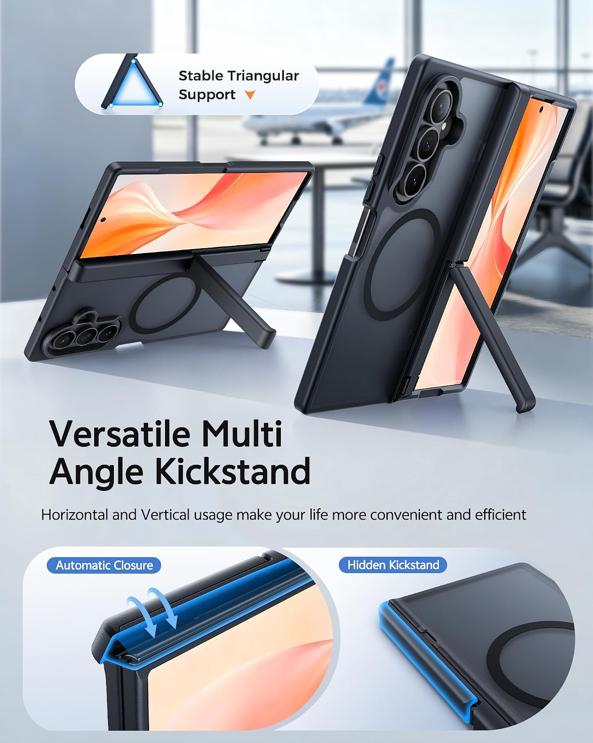 FNTCASE Funda para Galaxy Z Fold 8 Ultra/Z Fold 7 para MagSafe Negro