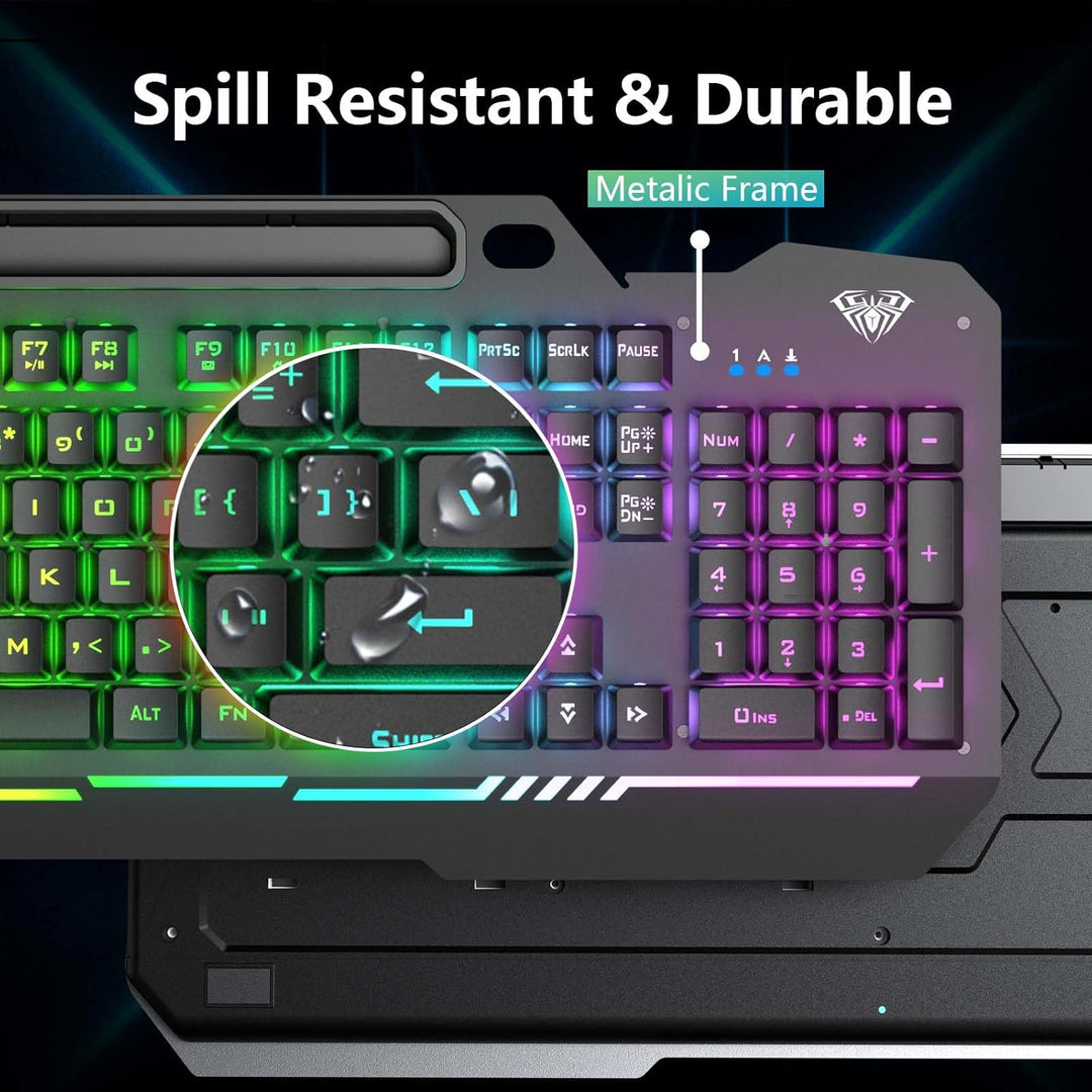 AULA Teclado para juegos, T102 104 teclas Combo de teclado y mouse...