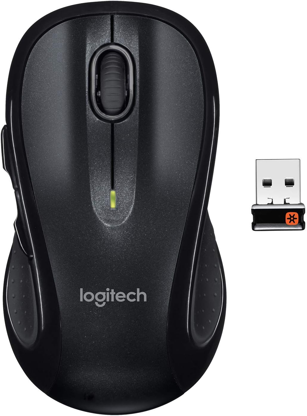 Logitech M510 Mouse inalámbrico de computadora - cómoda forma con recibidor USB, con botones atrás/adelante y movimiento de lado a lado, gris oscuro
