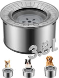 Heouvo Cuenco de agua grande de 1 galón para perro, sin derrames, tapa antiexcavación y parte inferior de goma: cuenco para perro a prueba de derrames, antisalpicaduras, sin goteo, agua de acero