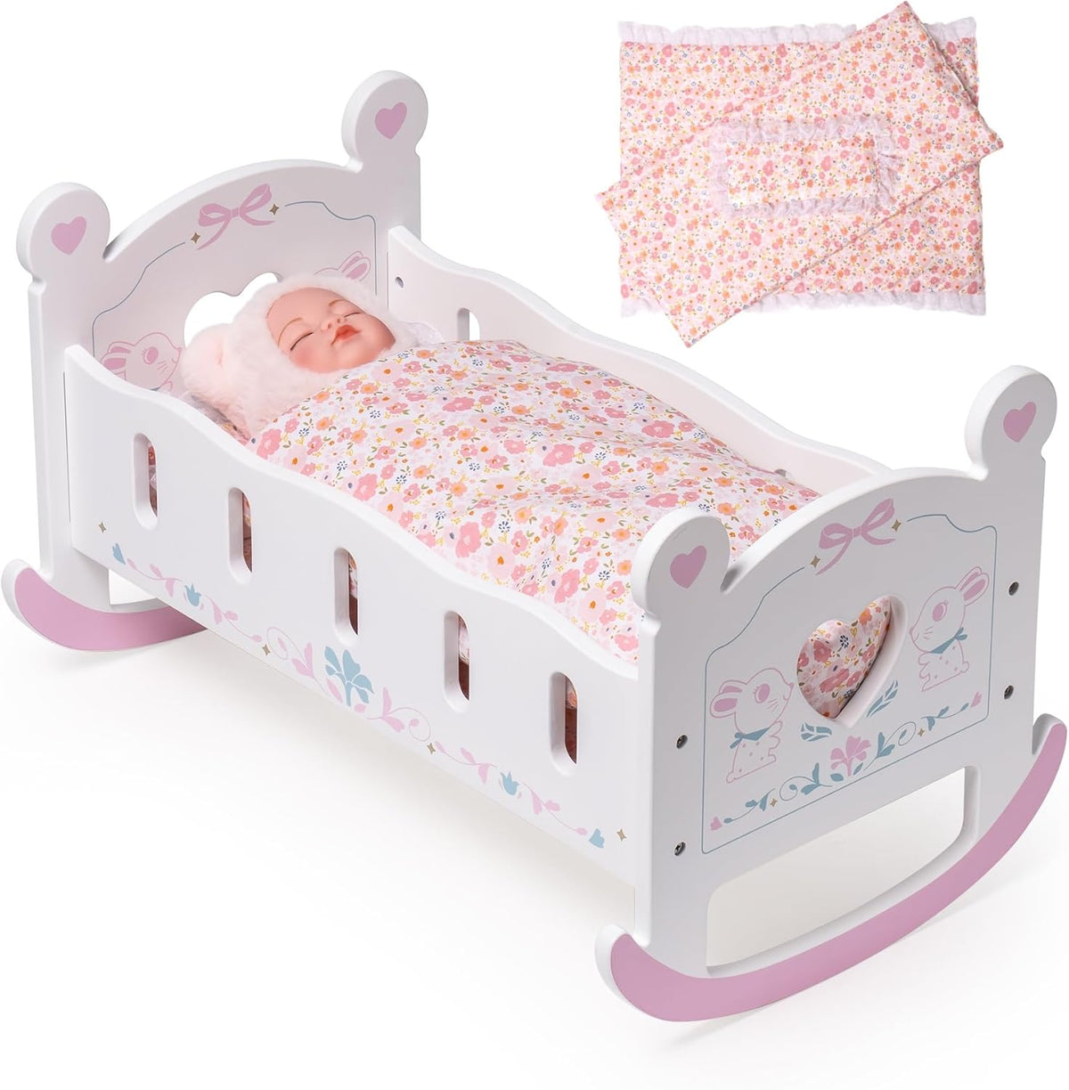 ROBOTIME Cuna de Madera para Muñecas Bebé, Cama Cuna de Muñeca