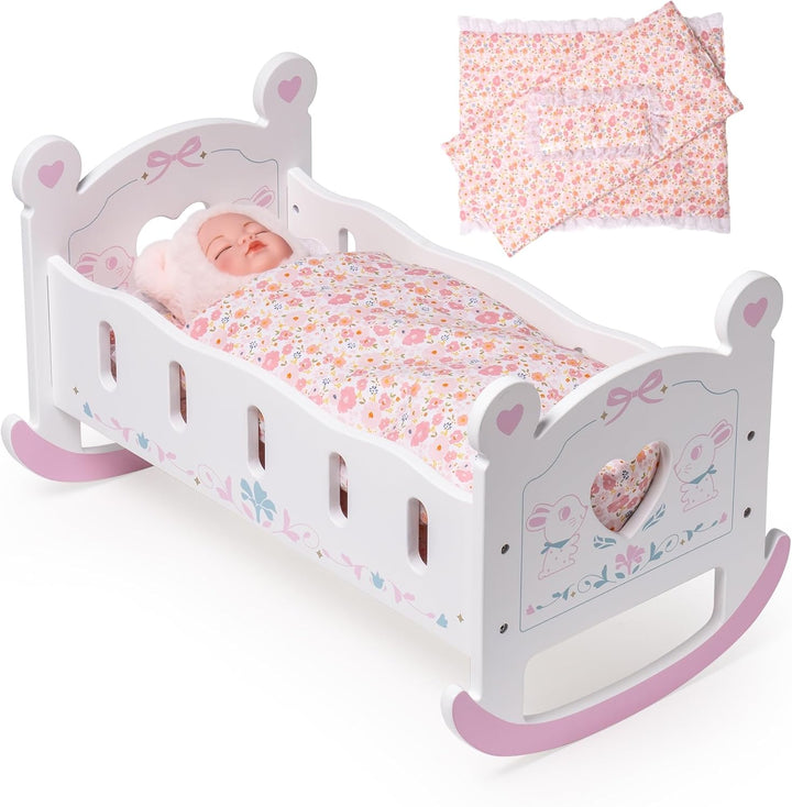 ROBOTIME Cuna de Madera para Muñecas Bebé, Cama Cuna de Muñeca para...