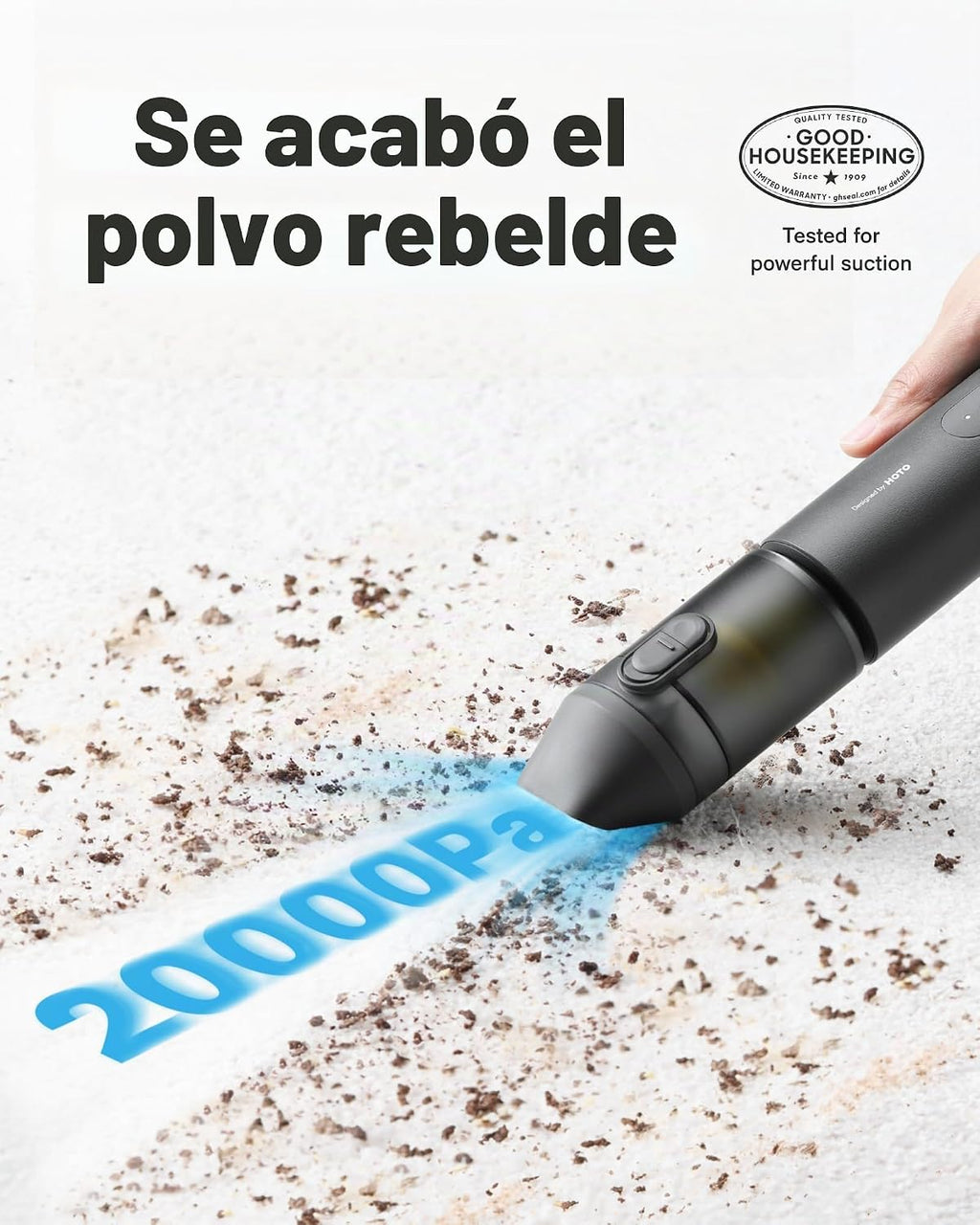 HOTO Aspiradora de Mano Inalámbrica para Automóvil, Mini Aspiradora Portátil 4 en 1 con Succión Fuerte de 20000Pa, Soplador Desempolvador Eléctrico de Aire Comprimido para Automóvil, Escritorio