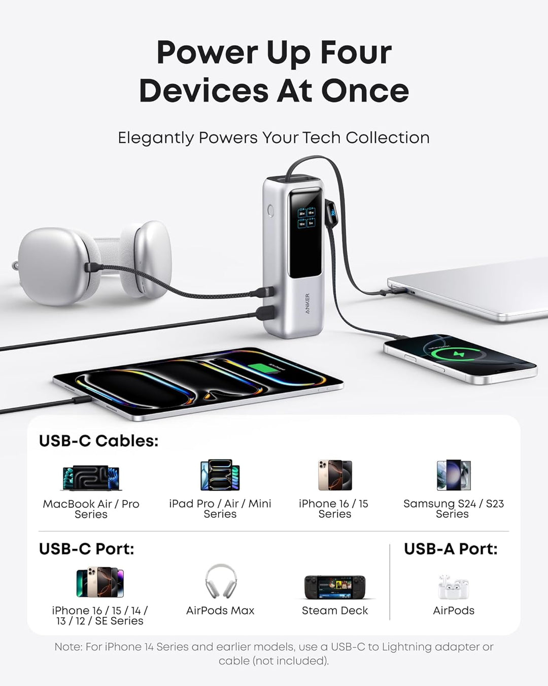 Anker - Batería portátil para laptop de 25,000 mAh con tres puertos...