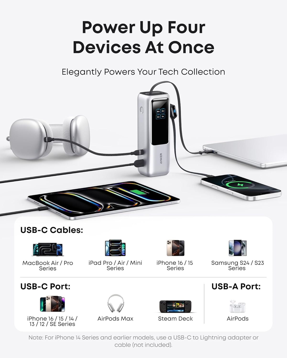 Anker - Batería portátil para laptop de 25,000 mAh con tres puertos...