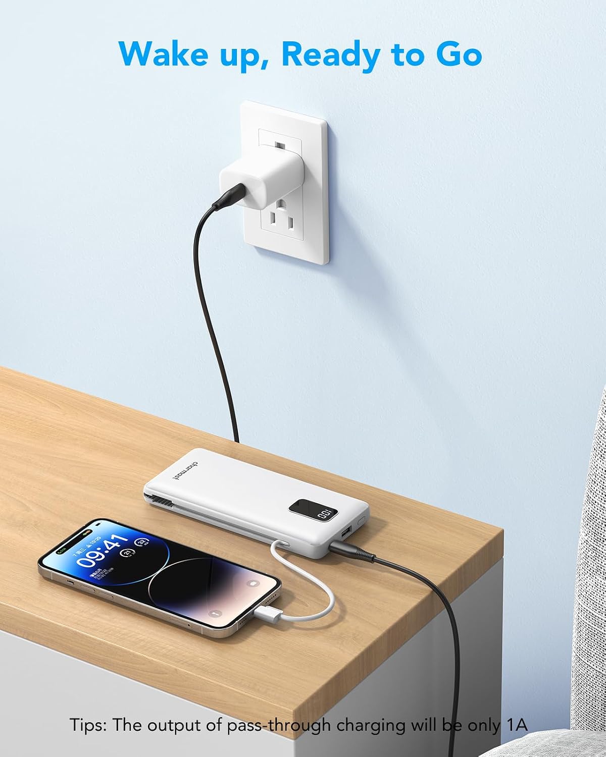 charmast Banco portátil 10000mAh del poder del cargador con el enchufe