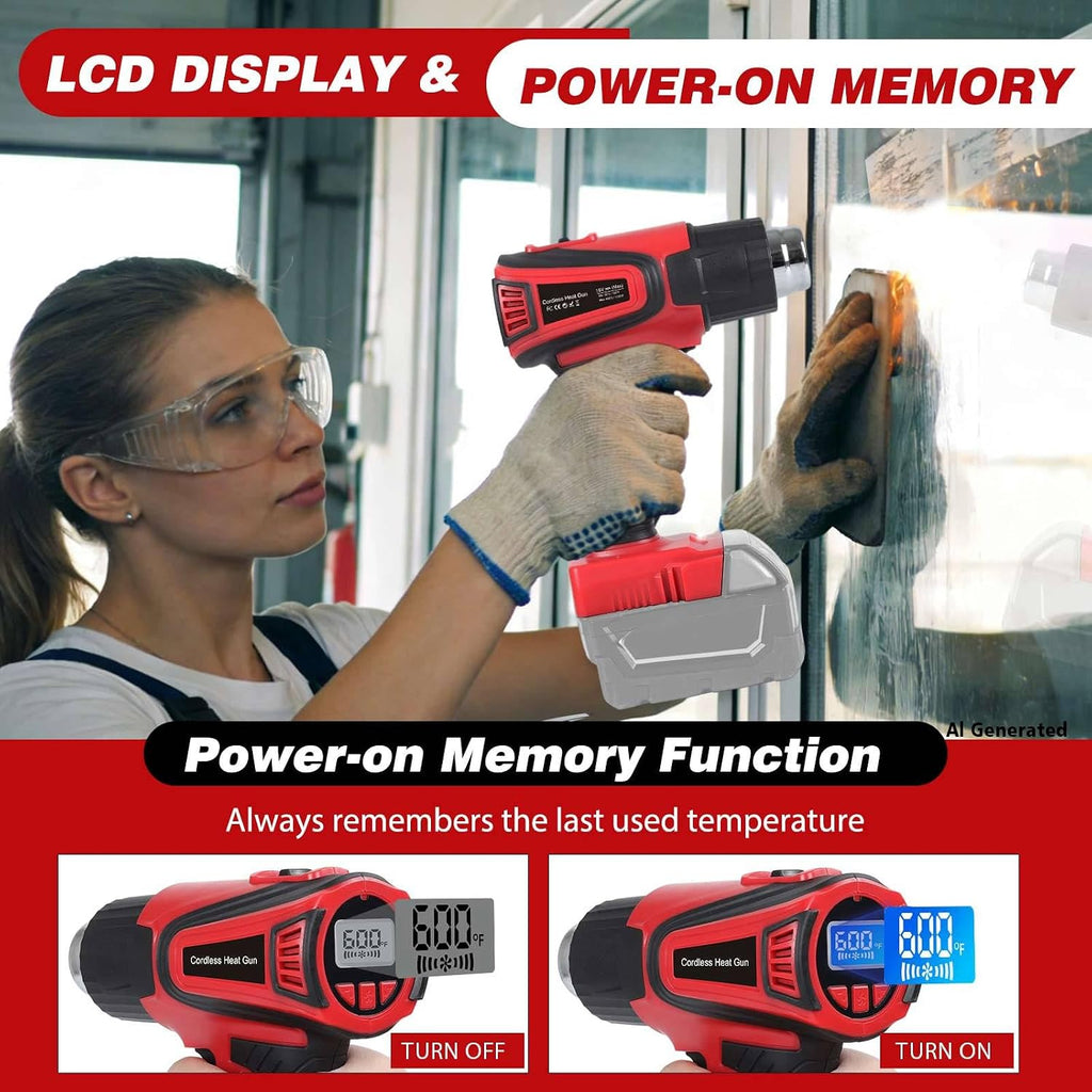 Pistola de calor inalámbrica compatible con batería Milwaukee m18 (sin