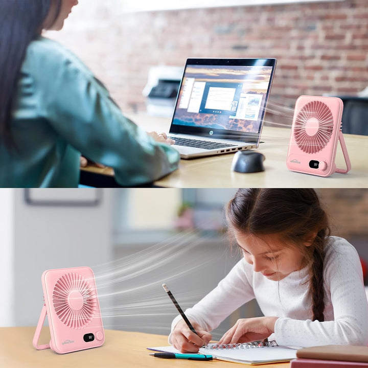 WHATOOK Paquete de 2 Ventiladores de Escritorio Pequeños: Batería d...