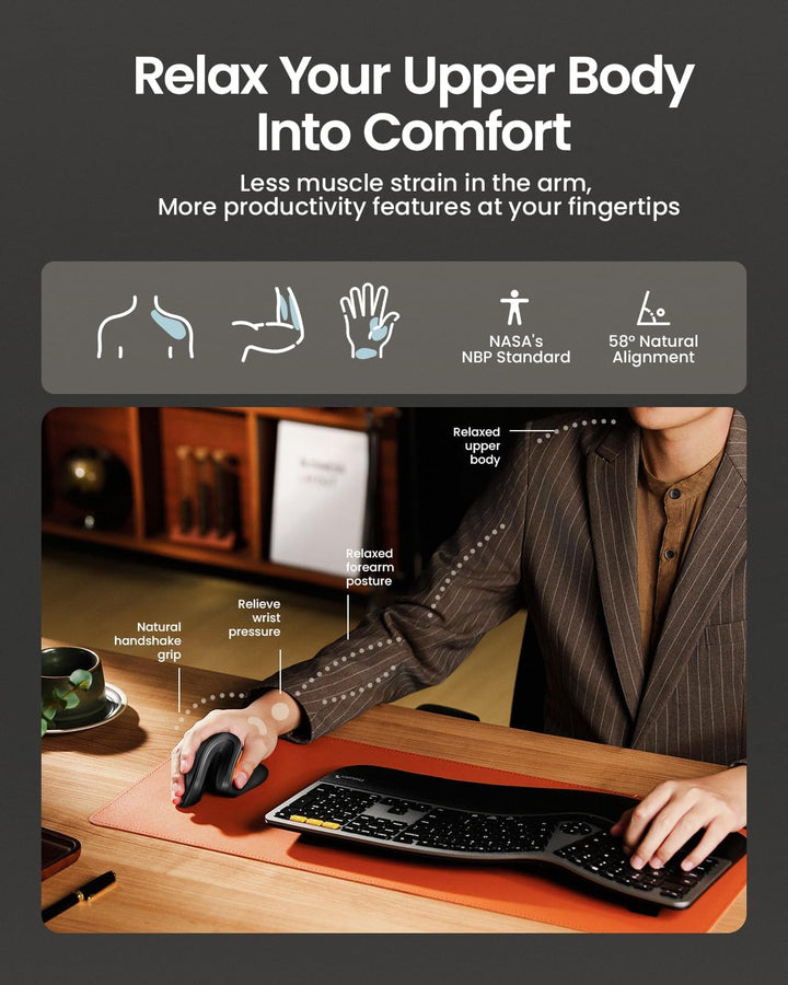 ProtoArc Ratón ergonómico, EM11 NL Bluetooth recargable inalámbrico...