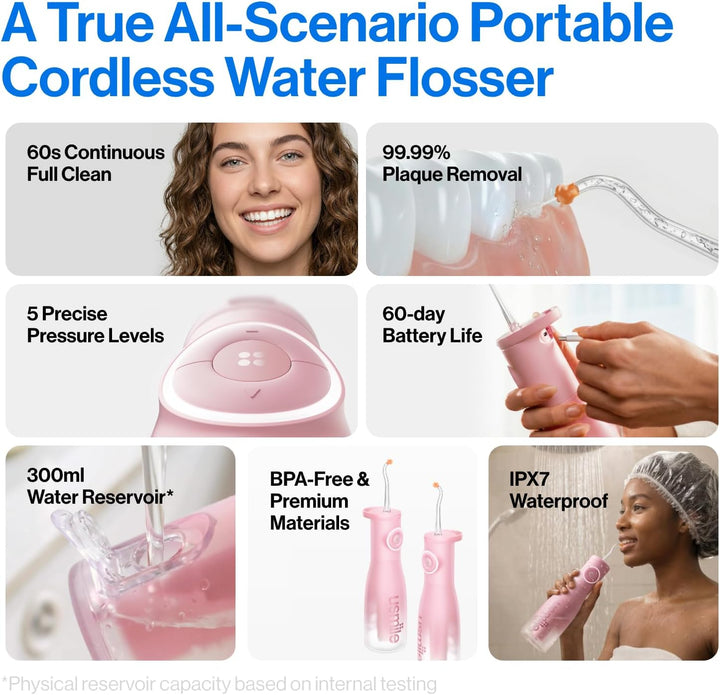 usmile C30 - Hilo dental de agua inalámbrico, flujo continuo de alt...