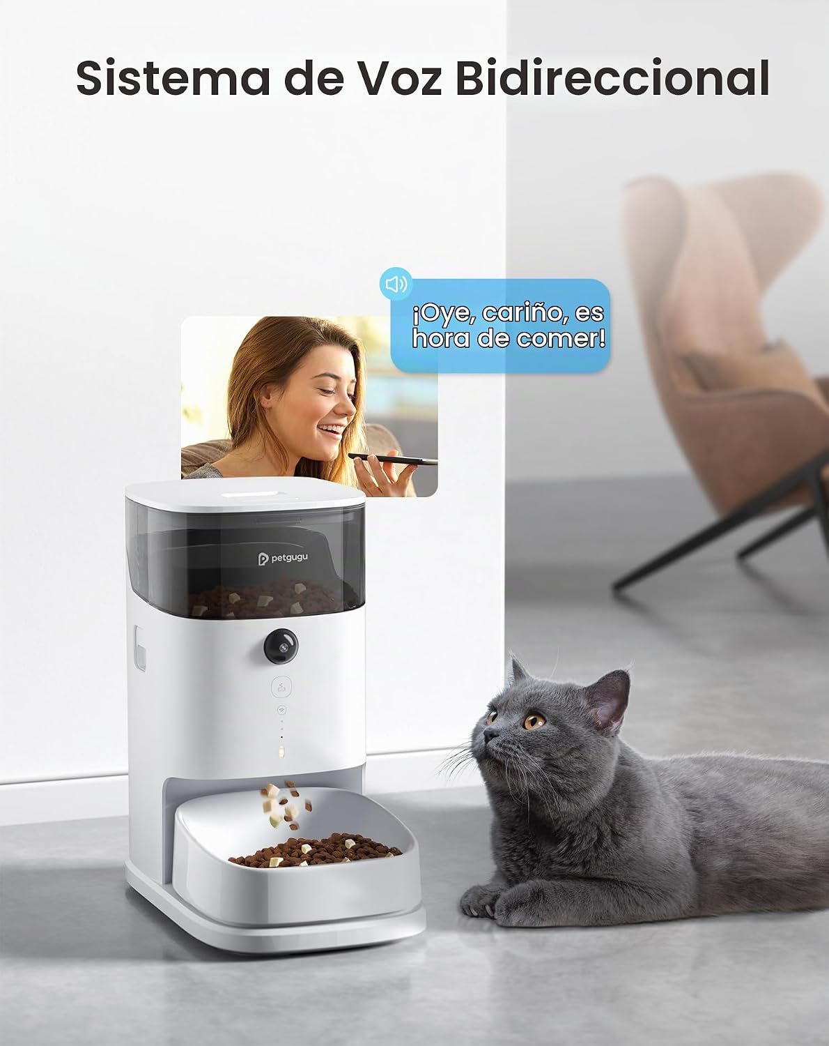 Alimentador automático para gatos, dispensador de tazón de comida para