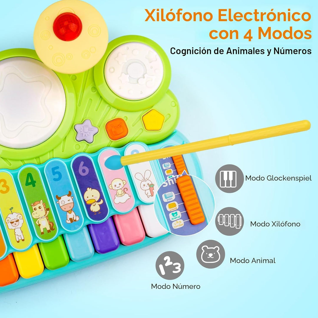 Juguetes Musicales para Bebés 3 en 1 Piano Teclado Xilófono Juego d...
