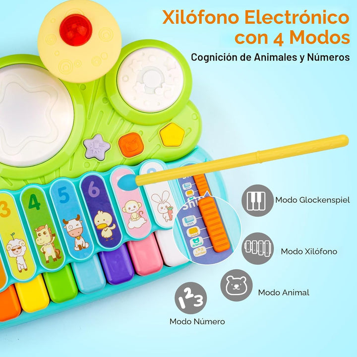 Juguetes Musicales para Bebés 3 en 1 Piano Teclado Xilófono Juego d...