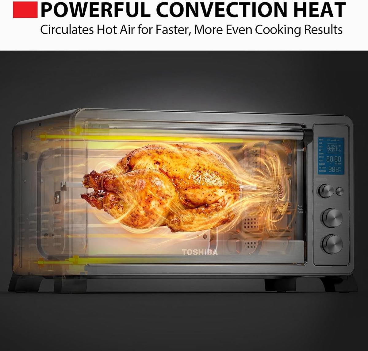 TOSHIBA Horno tostador de convección 10 en 1, horno de encimera de 6