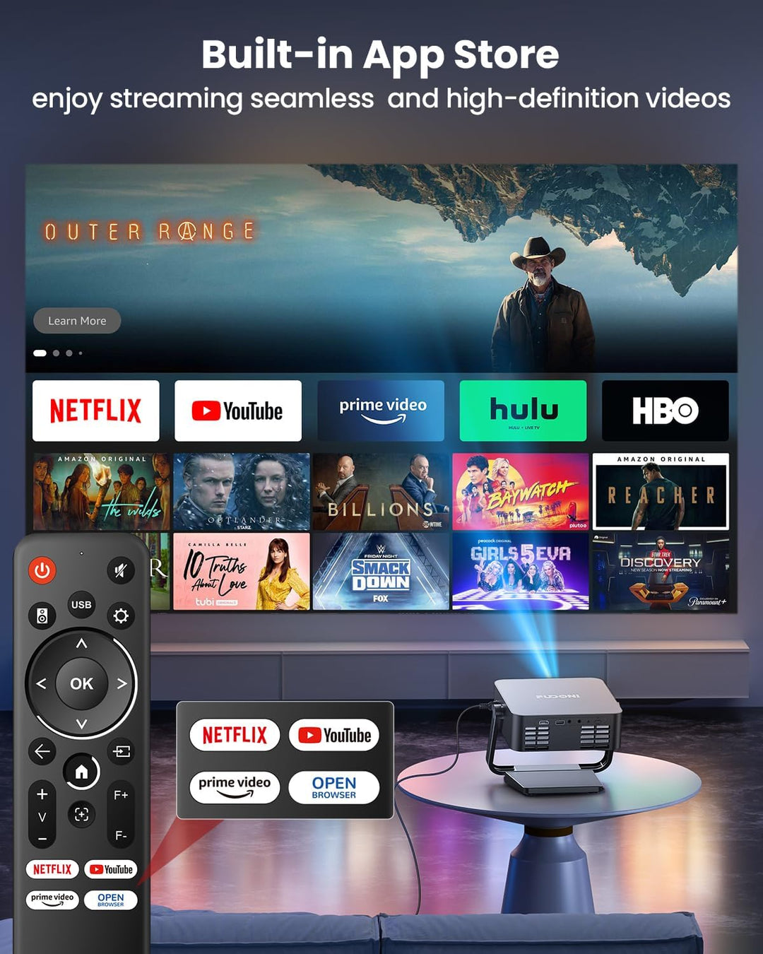 [Aplicaciones de Netflix integradas] Proyector inteligente FUDONI c...