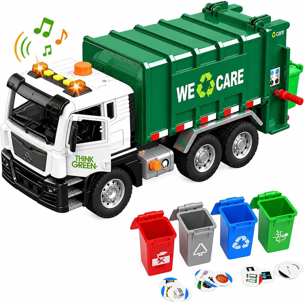 12" Camión de Basura For Kids de 3 a 8 Años, Vehículo de Gran Camión de Basura