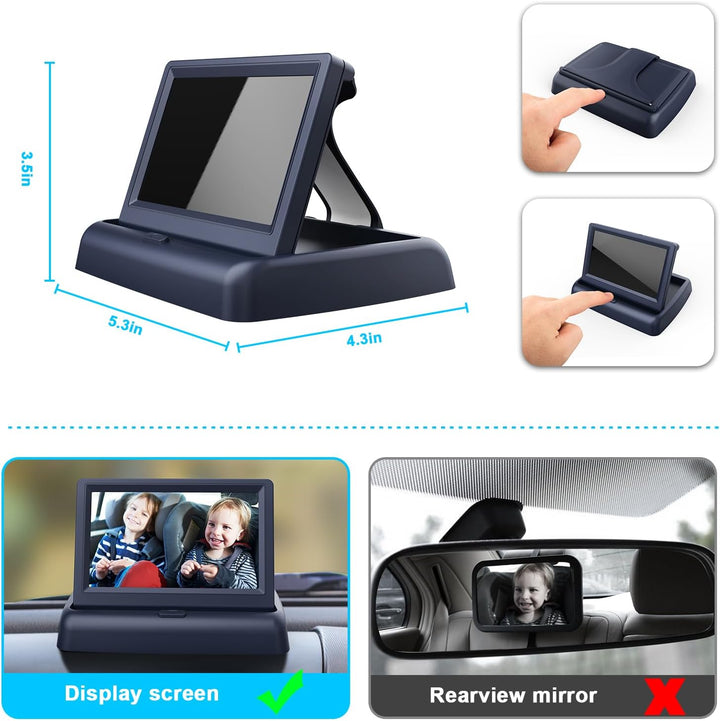 Espejo de coche para bebé con pantalla de función de visión nocturn...
