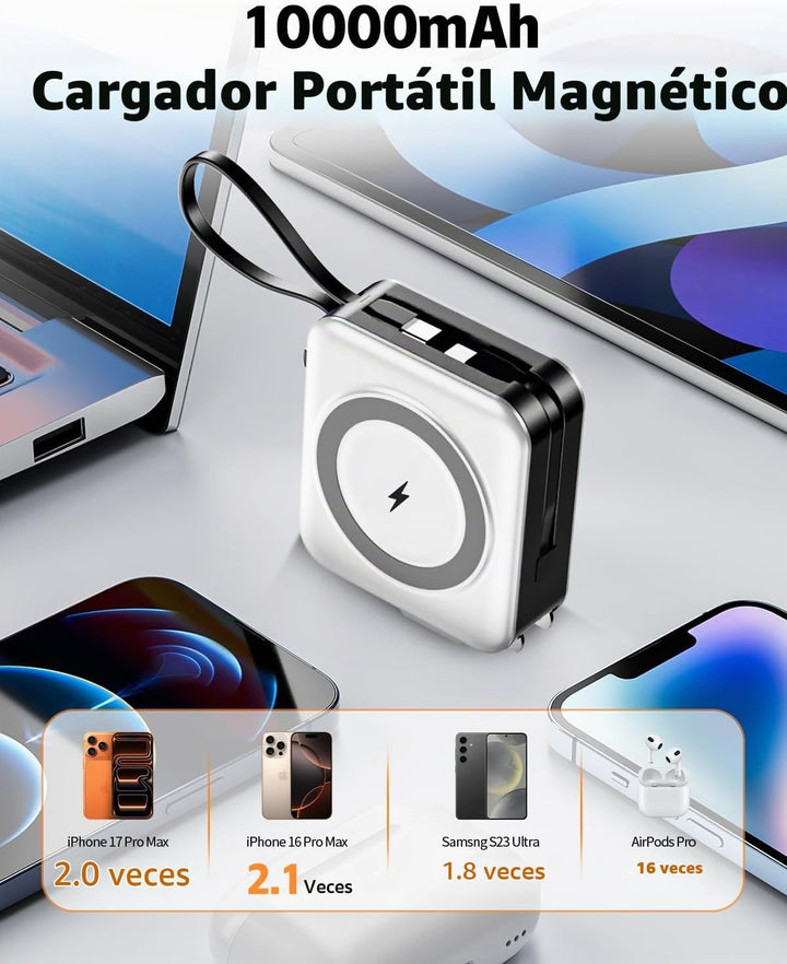 para Magsafe Cargador Portátil con Cables Integrados y Enchufe de P...