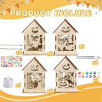 HABDJILTY Kit de manualidades de casas de madera para Halloween, 35 piezas