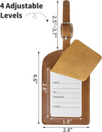 Etiqueta de equipaje de cuero genuino para maletas, etiquetas de identificación, etiquetas de bolsa para equipaje (paquete de 6)