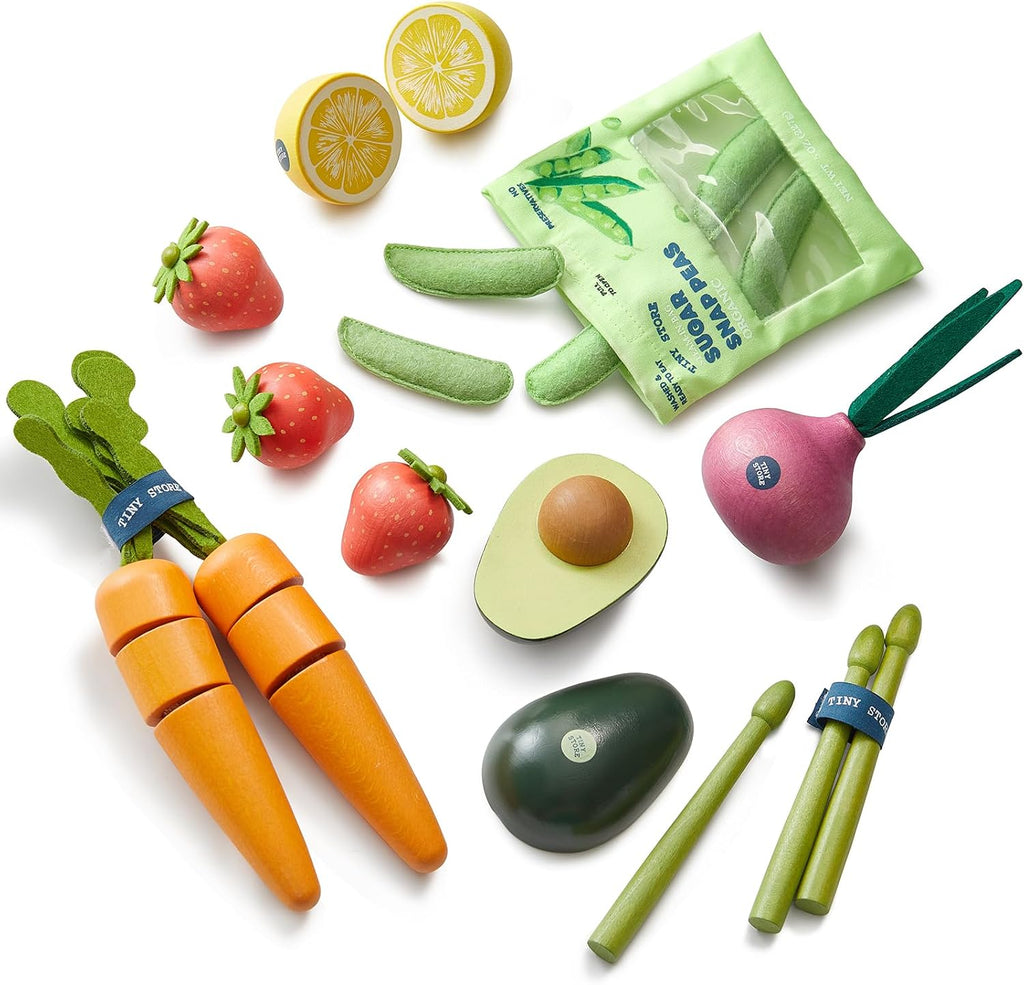 Tiny Land - Comida de madera para niños, juego de frutas y alimentos de