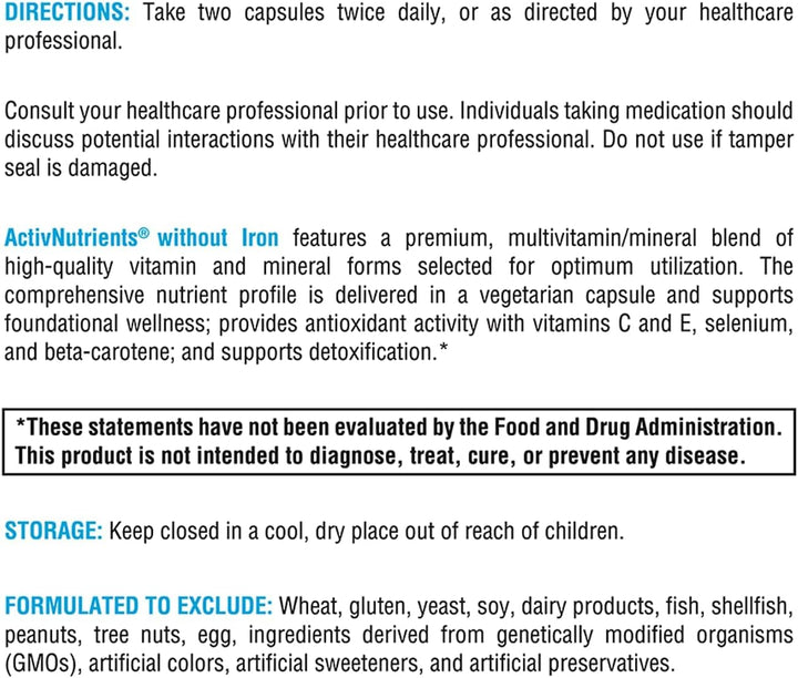 XYMOGEN ActivNutrients sin hierro - Multivitamínico sin hierro para...