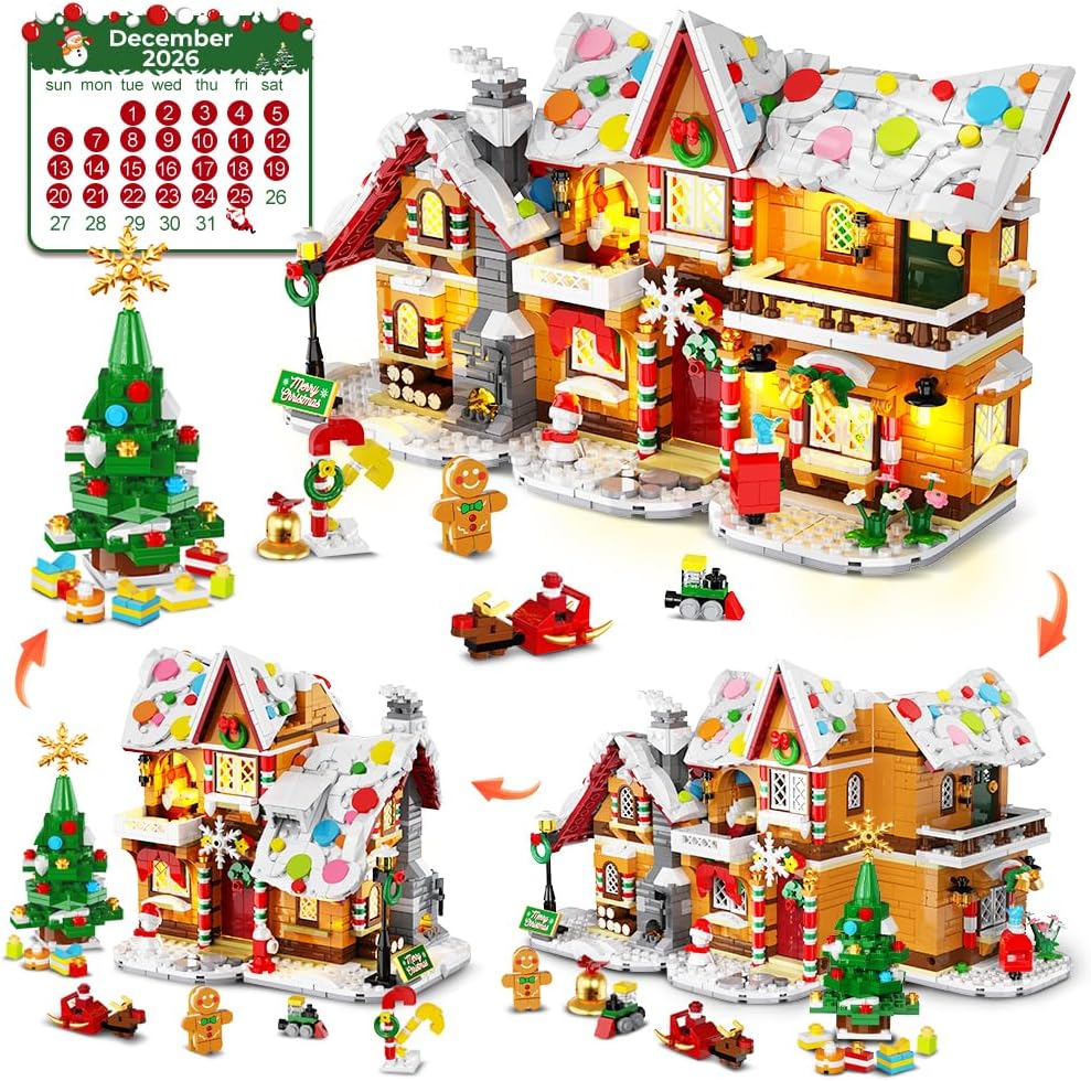 Calendario de Adviento 3 en 1 2026 Casa de pan de jengibre Mini juego de