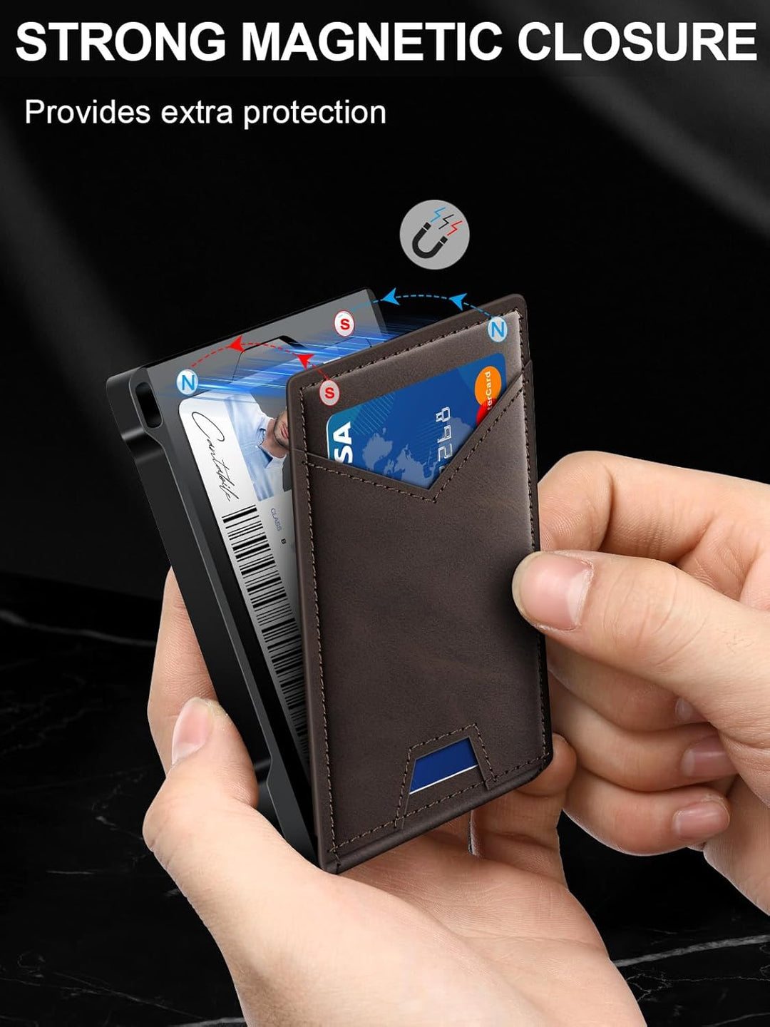 Cartera para hombres RFID con 2 ventanas de identificación y clip p...