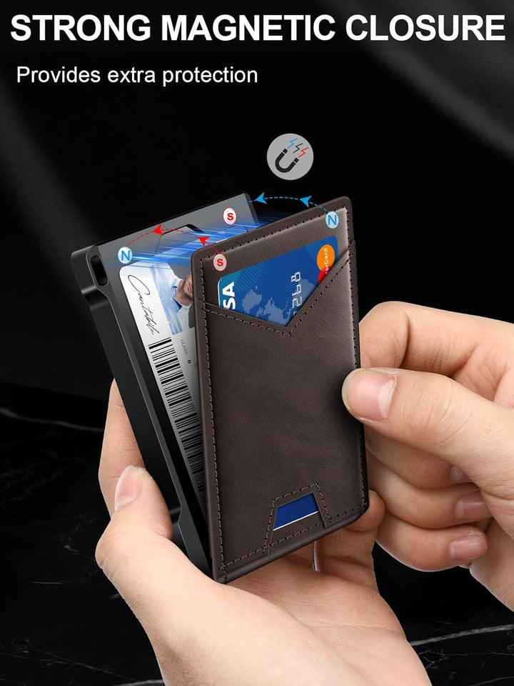 Cartera para hombres RFID con 2 ventanas de identificación y clip p...