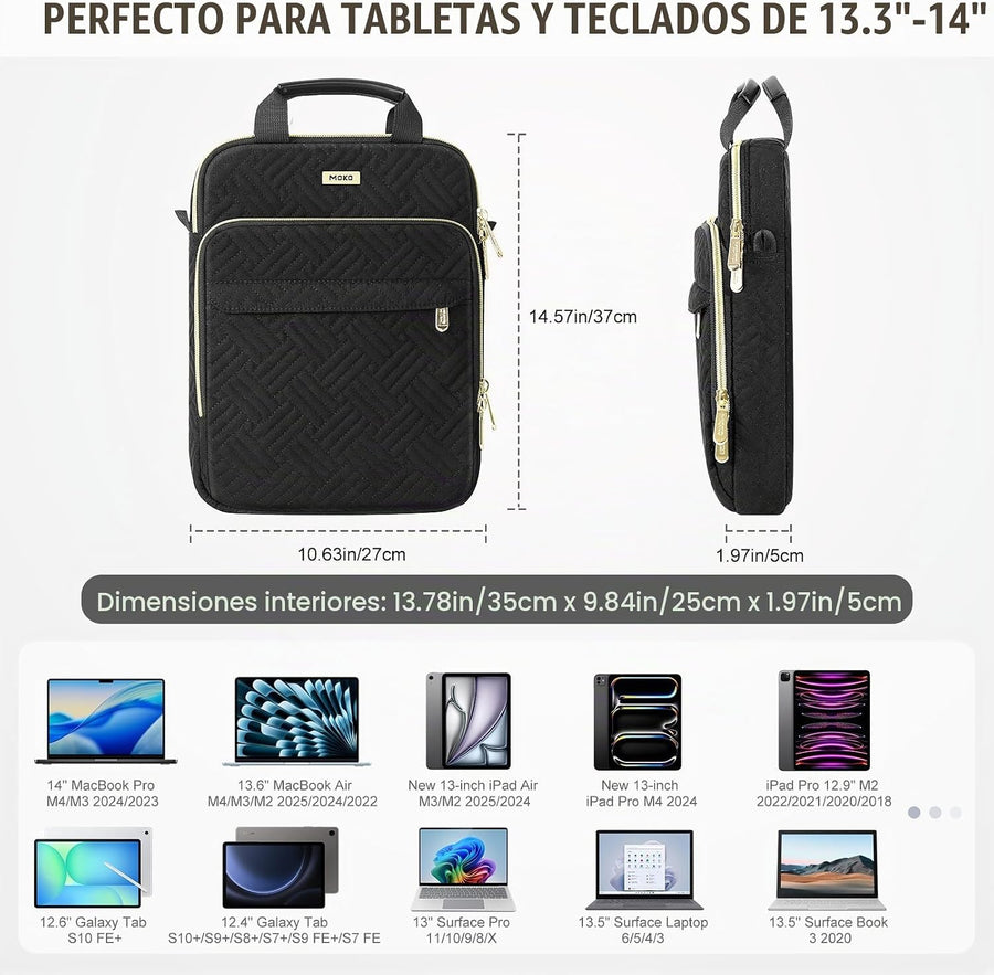 MoKo Bolsa de hombro para portátil de 13-14 pulgadas con asa | Comp...