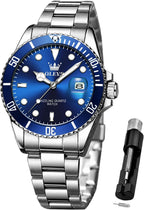 OLEVS Reloj para Hombre Con Diamante Analógico Quartz Negocios Resistente al Agua Acero Inoxidable Fecha Semana Luminiscente Reloj para Hombres