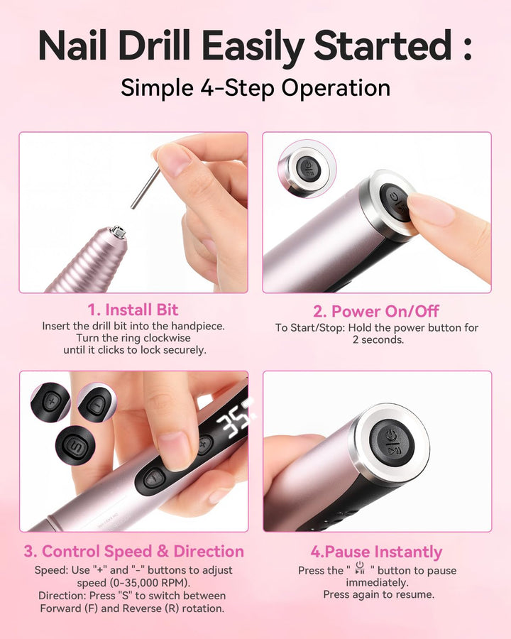 Makartt - Taladro de uñas inalámbrico para principiantes: lima elec...