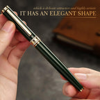 BEILUNER - Bolígrafo de rodillo de laca verde, diseño de tapa con diamantes incrustados, borde de 24K de oro, noble y elegante, recarga de tinta Schneider, el mejor set de regalo de bolígrafo para