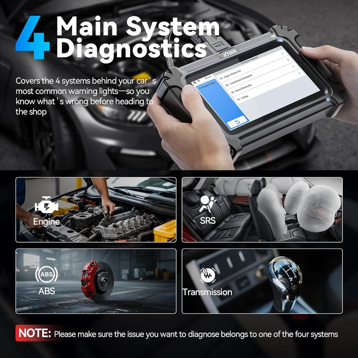 XTOOL Escáner D5S OBD2, 16 reinicios, herramienta de escaneo de transmisión