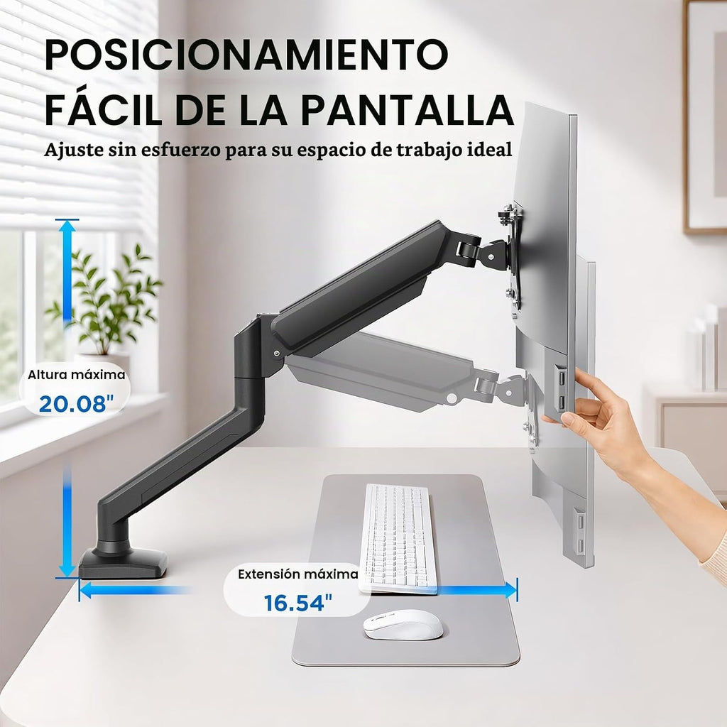 GRIFEMA Soporte de monitor de resorte de gas para 13-32", brazo de monitor